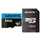 کارت حافظه‌ microSDXC ای دیتا مدل Premier کلاس 10 استاندارد UHS-I U1 سرعت 100MBps همراه با آداپتور SD ظرفیت 64 گیگابایت